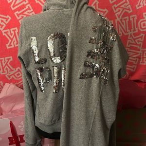 PINK by Victoria secret bling velour hoodie and pants set